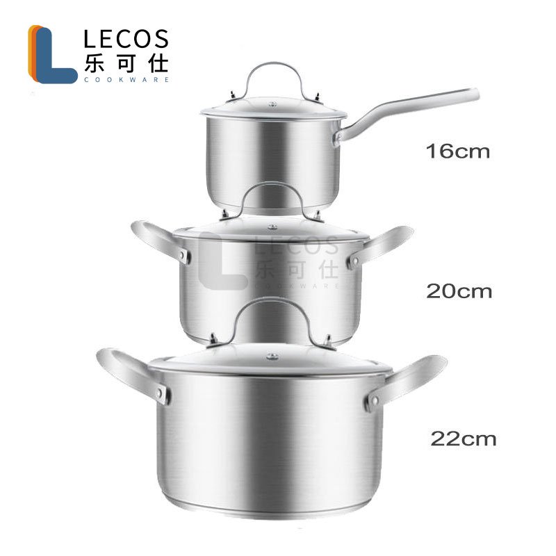 Stainless Steel 304 Material Cookware Soup Pot 6pcs Set With Tempered Glass Lid