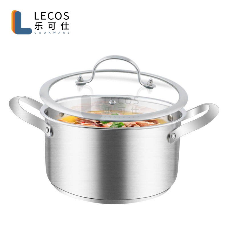 Stainless Steel 304 Material Cookware Soup Pot 6pcs Set With Tempered Glass Lid