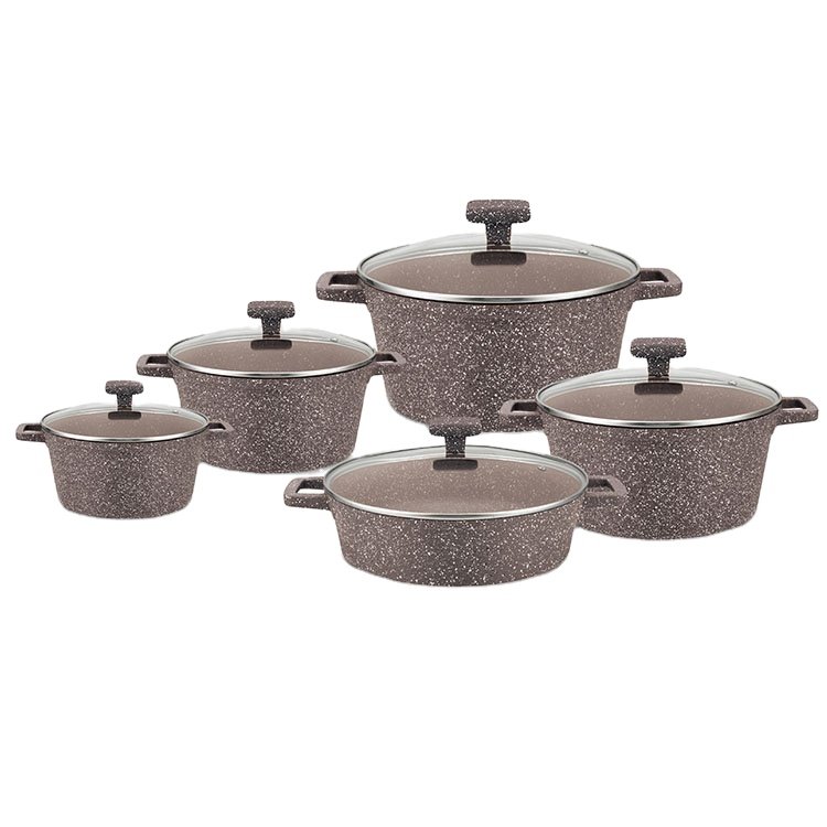Wholesale 10Pcs Pots And Pans Non-Stick Cookware Set Aluminium Non Stick Sets