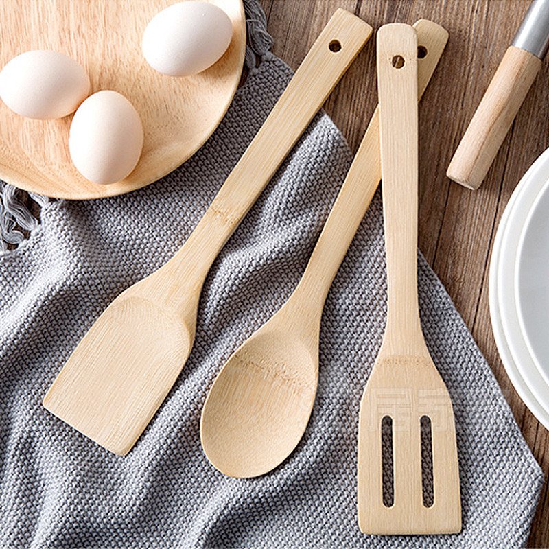custom logo natural 6 piece bamboo kitchen accessories cooking tools accessories gadgets utensils wooden cookware set