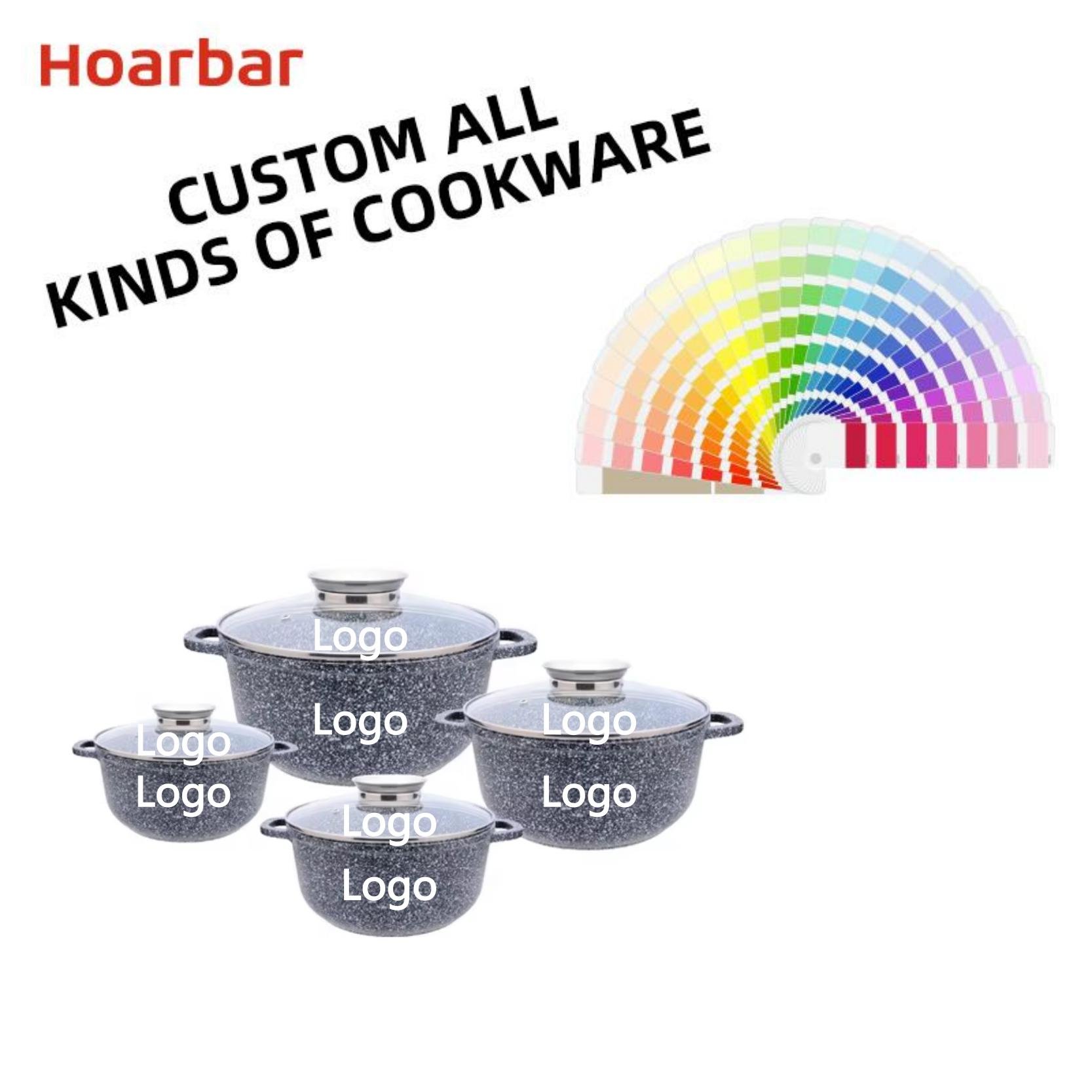 8pcs aluminum induction non stick cookware sets/cooking pots with Aroma knob in poland market