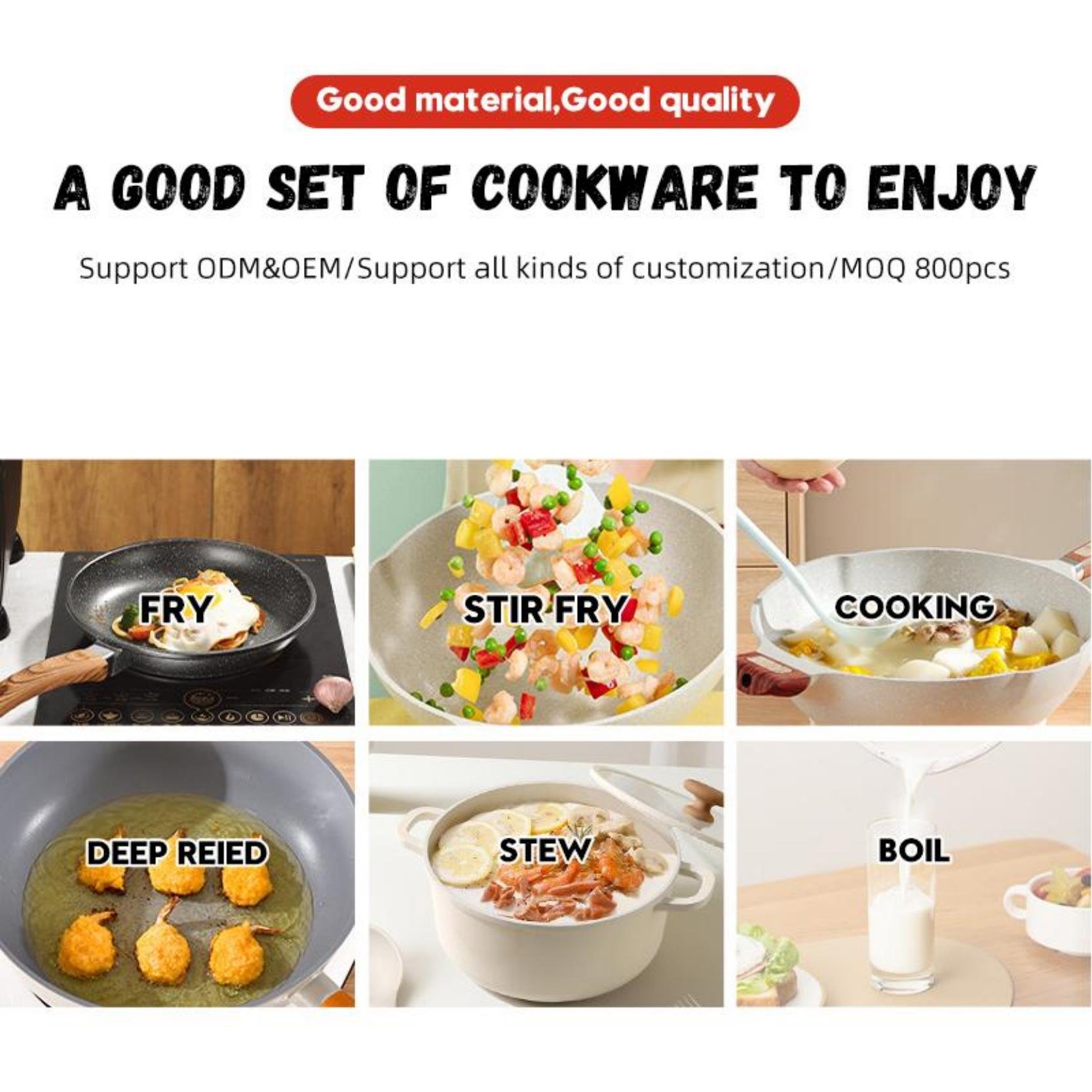 8pcs aluminum induction non stick cookware sets/cooking pots with Aroma knob in poland market