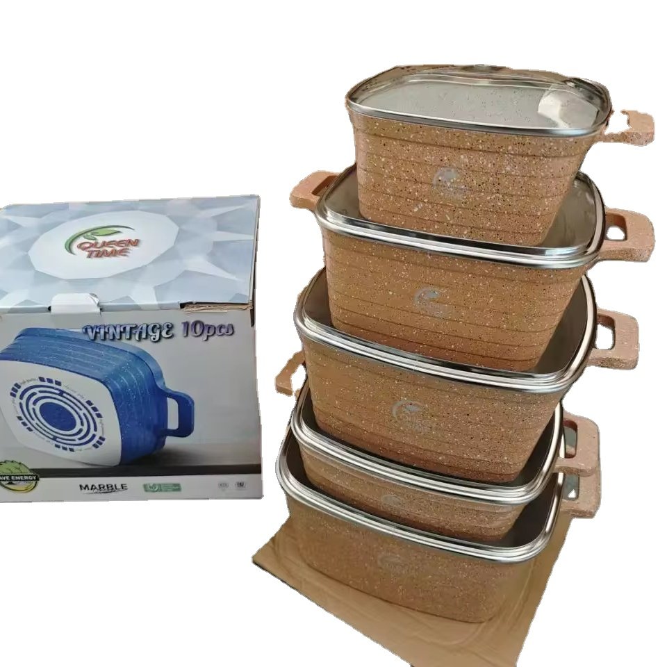 Stocked 10 pieces Non Stick Cookware Set Home Use 20+24+28+32+28cm Panelas Cookware Set