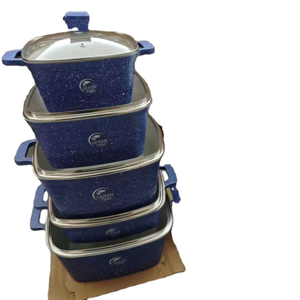 Stocked 10 pieces Non Stick Cookware Set Home Use 20+24+28+32+28cm Panelas Cookware Set