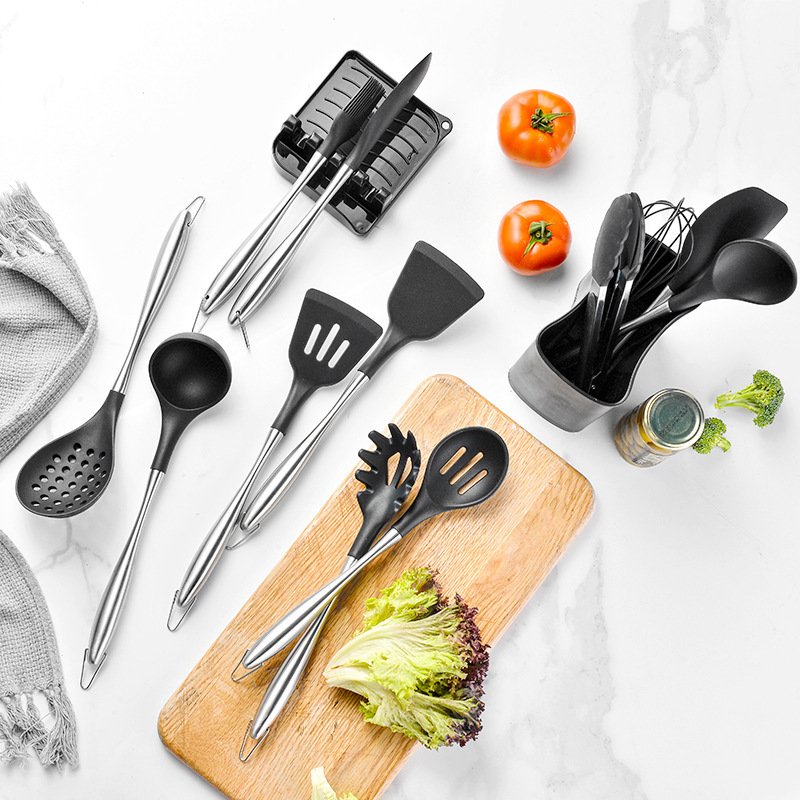 13 Pieces Silicone Utensil Set Cooking Tools Kitchenware Cookware Sets With Stainless Steel Handle Head