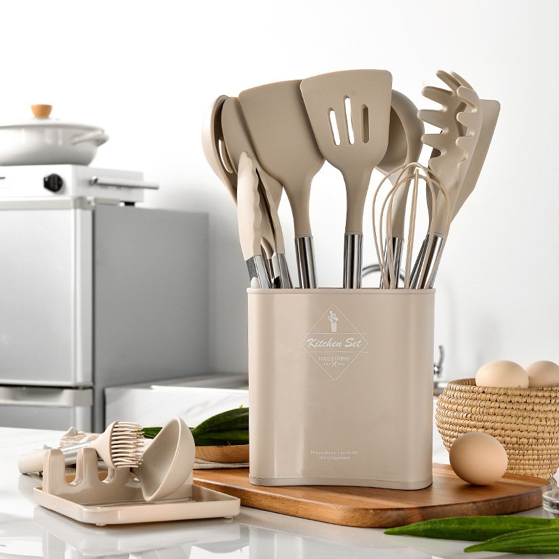13 Pieces Silicone Utensil Set Cooking Tools Kitchenware Cookware Sets With Stainless Steel Handle Head