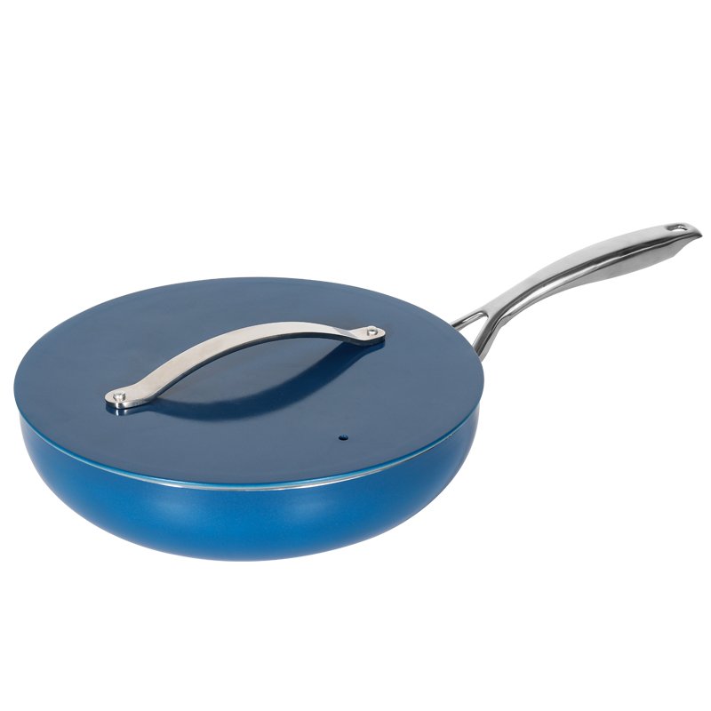 Non stick cookware high quality 7pcs oil free nonstick ceramic coating cookware set with aluminum lid