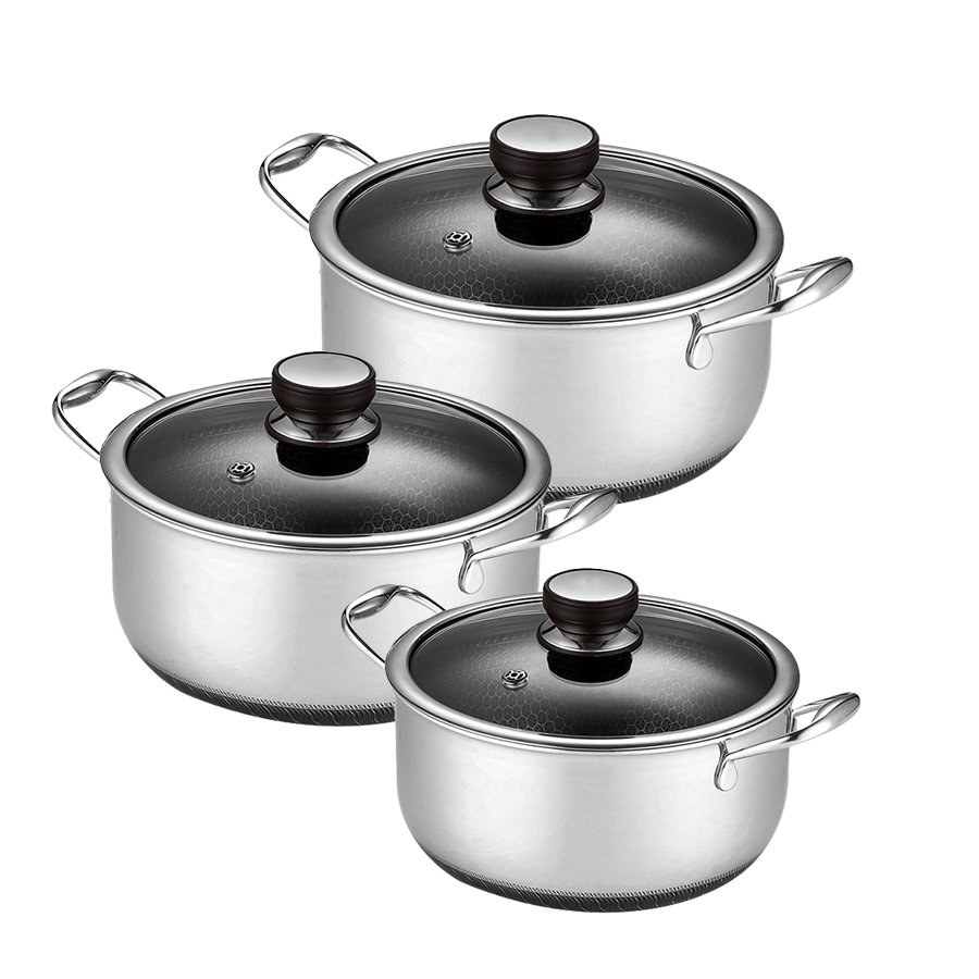 5 Layer Bottom 304 Stainless Steel Honeycomb Non-stick Soup Pot Set For Induction Cooker Gas Stove