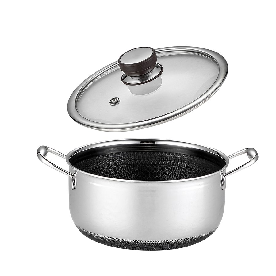 5 Layer Bottom 304 Stainless Steel Honeycomb Non-stick Soup Pot Set For Induction Cooker Gas Stove