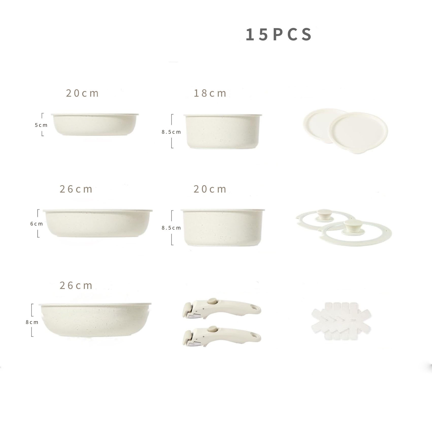 15 Pcs Pots and Pans Set Nonstick Cookware Set Kitchen Cooking Set with Pan Protectors PFAS and PFOA Free