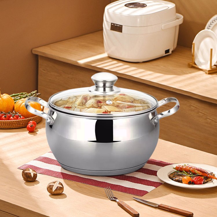Wholesale Home Kitchen Nonstick Cookware Sets Induction Cooker 12 Pcs Stainless Steel Cookware Set With Glass Lid