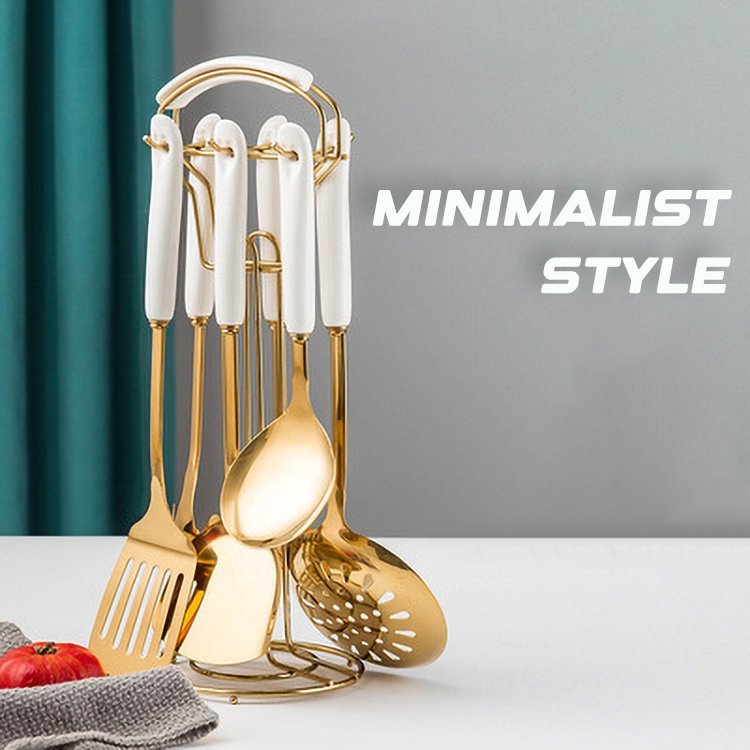 Wholesale Customizable Ceramic Handles Kitchenware 2023 New Product Luxury Stainless Steel Cookware Sets With Standing Rack