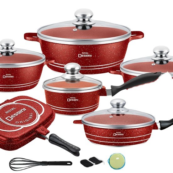 23pcs Cooking Pots and Pans Cookware Set Handle Feature Eco Material Origin Type