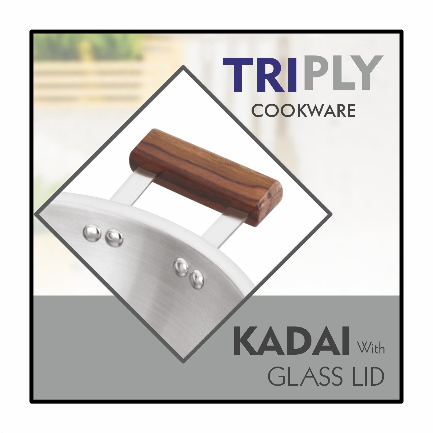 Maxfresh Cookware Set Triply Kadai with Durable Glass Lid Premium Cookware for Home Kitchen Wooden Handle Premium Triply Product