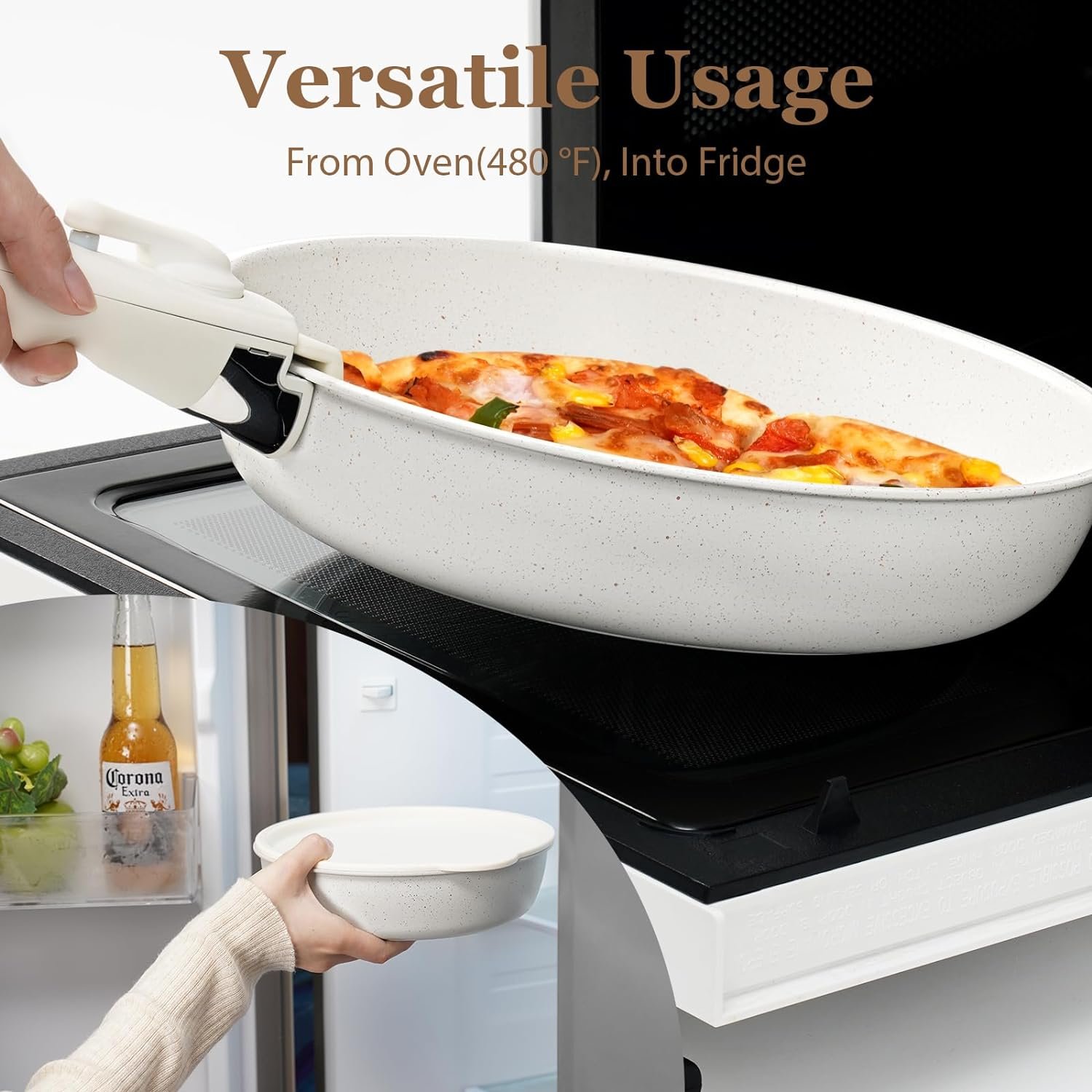 15pcs pots and pan sets detachable handle non-stick frying pan medical stone cookware set