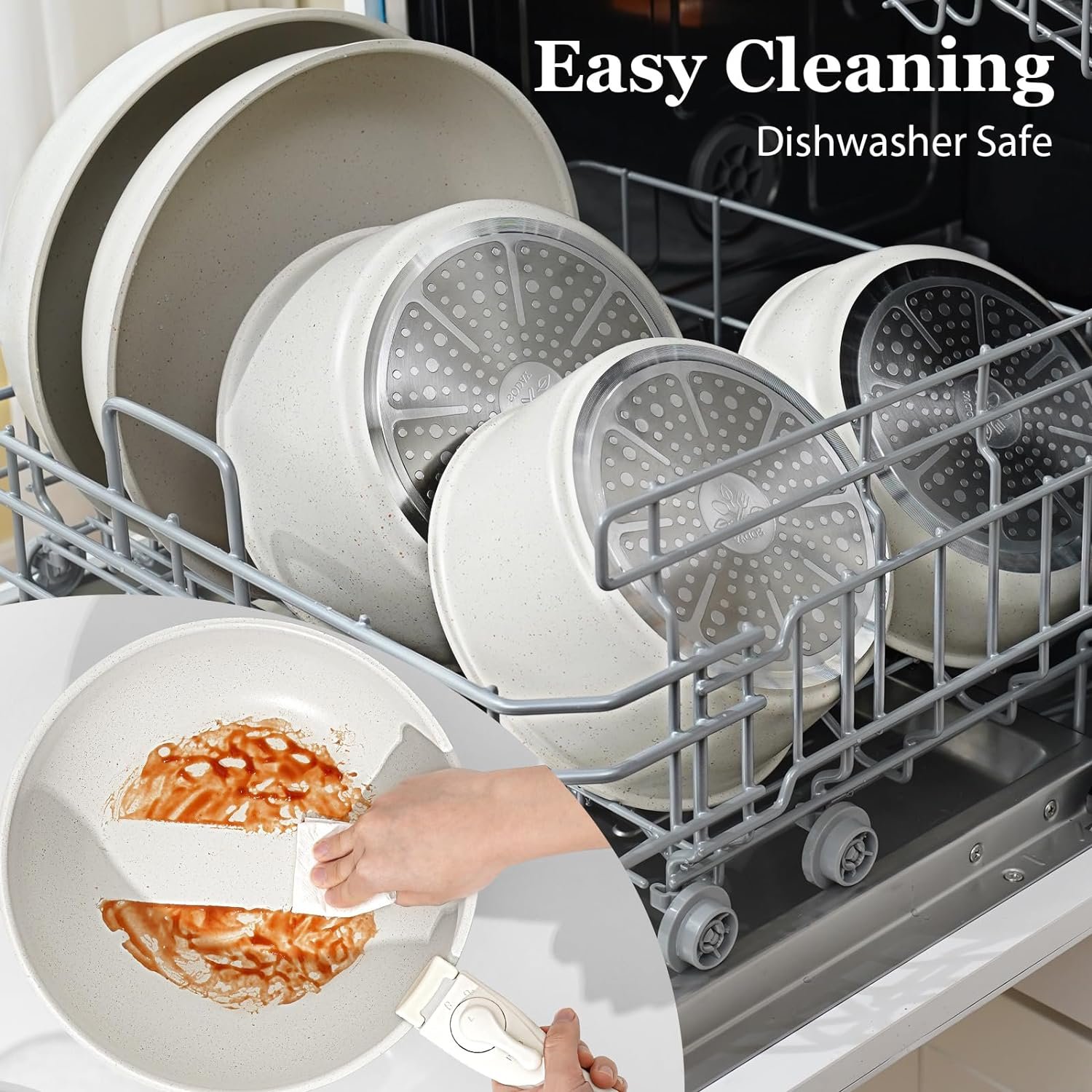 15pcs pots and pan sets detachable handle non-stick frying pan medical stone cookware set