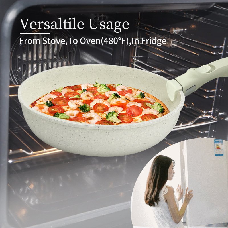 15pcs pots and pan sets detachable handle non-stick frying pan medical stone cookware set