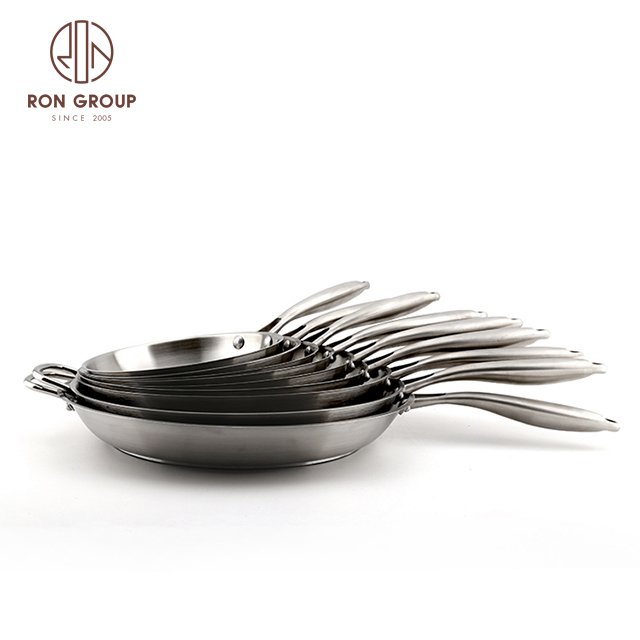 Factory Direct New Design Restaurant Buffet Hotel Kitchenware Stainless Steel Cookware Set Flat Bottom Frying Non Stick Pan