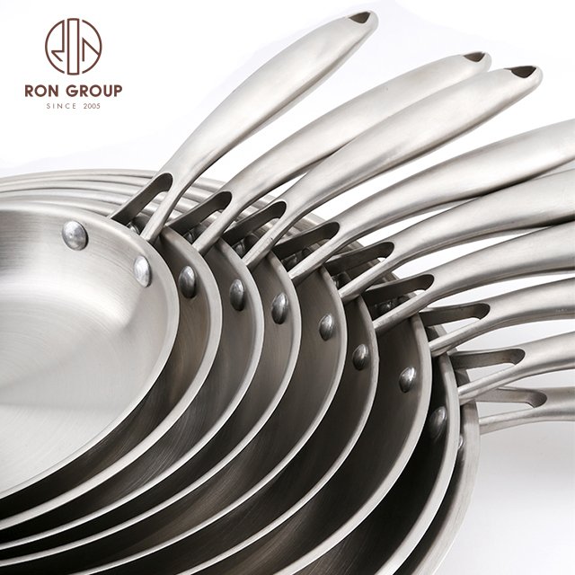 Factory Direct New Design Restaurant Buffet Hotel Kitchenware Stainless Steel Cookware Set Flat Bottom Frying Non Stick Pan