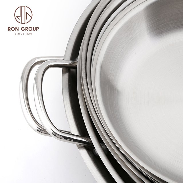Factory Direct New Design Restaurant Buffet Hotel Kitchenware Stainless Steel Cookware Set Flat Bottom Frying Non Stick Pan