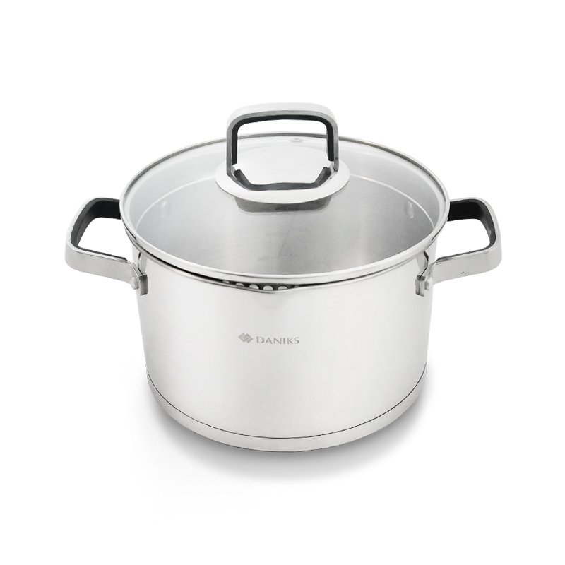 6 piece Set of Stainless Steel Pot Casserole Set With Tempered Glass Lid