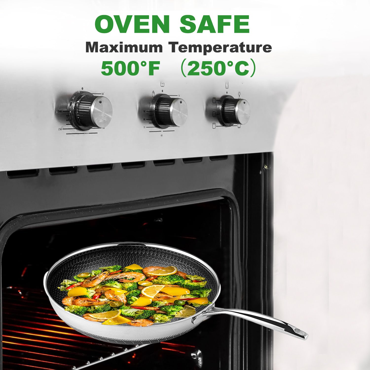 High Quality Dishwasher Safe Honeycomb Non Stick Pot And Pans Induction Ready Tri-Ply Stainless Steel Nonstick Cookware Set