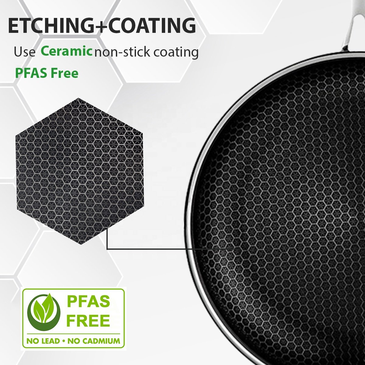 High Quality Dishwasher Safe Honeycomb Non Stick Pot And Pans Induction Ready Tri-Ply Stainless Steel Nonstick Cookware Set