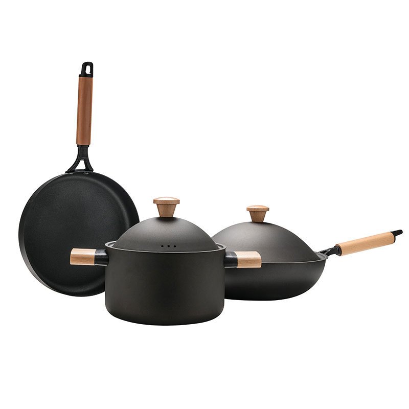 new product ideas 2024 Luxury Refined iron 3 Piece cooking Pot Sets Non Stick Frying Pan Cookware Set