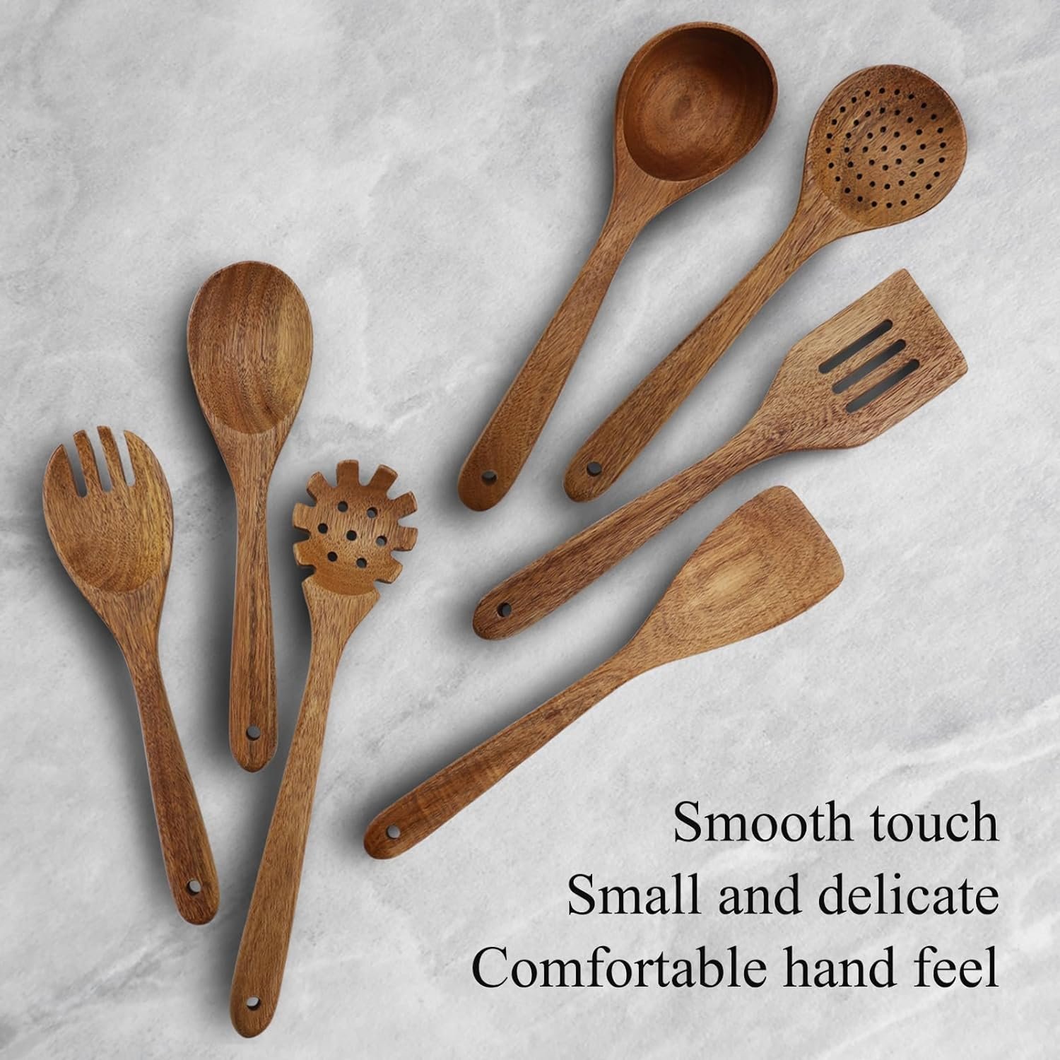 8-Piece Wooden Cooking Utensil Set with Elegant Wooden Base