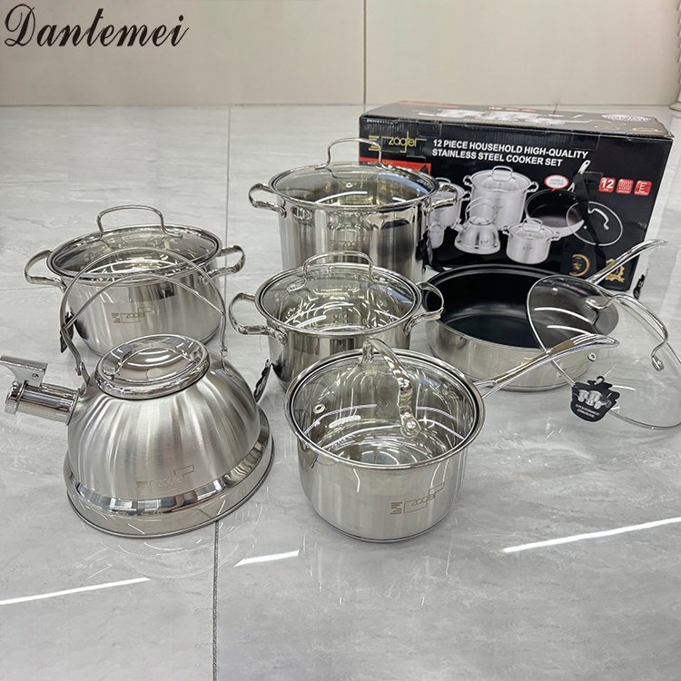 High Quality Kitchenware Nonstick Stainless Steel Cooking Pots and Pans Cookware Set For Cooking