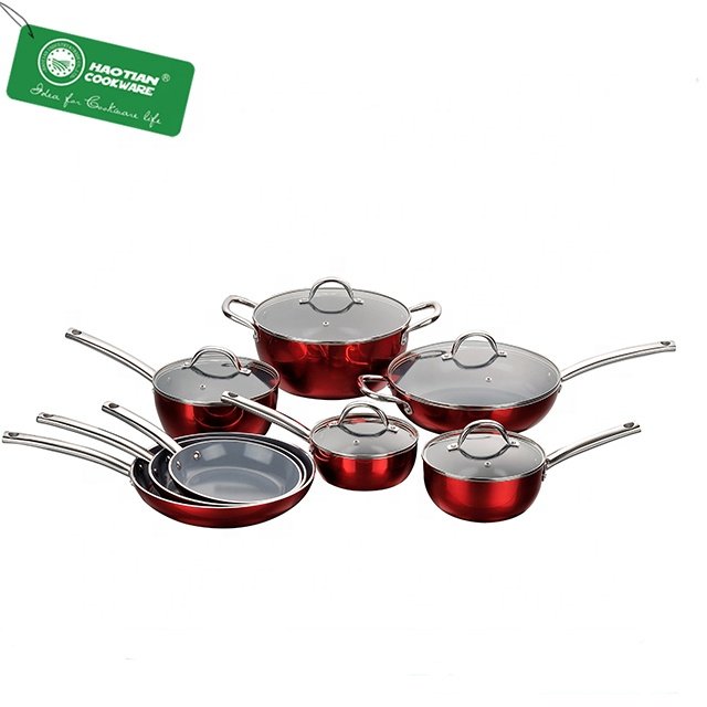 13 PCS Aluminum Non Stick Cookware Sets With Stainless Steel Handle Induction Kitchen Cookware Set