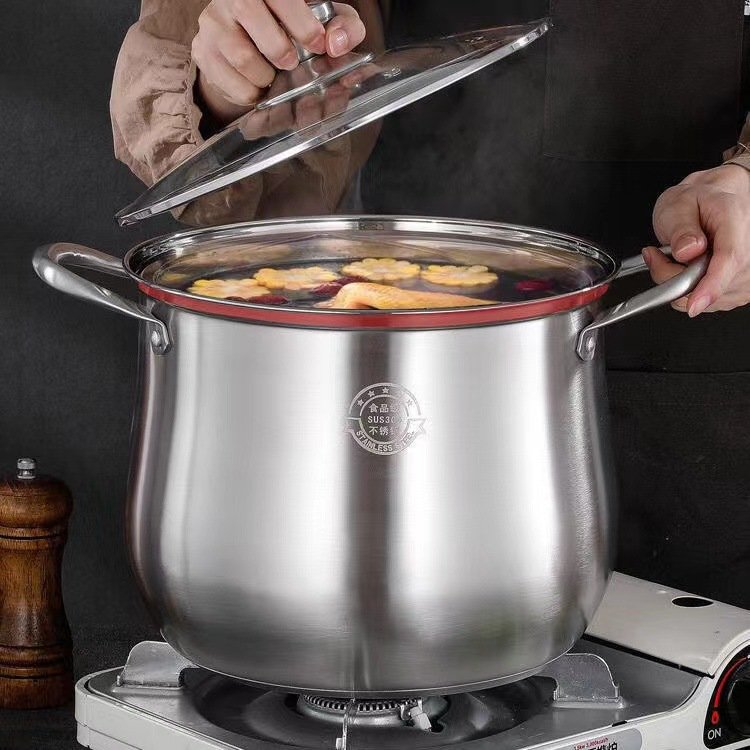 304 stainless steel cooking high stock pot warmer range wholesale set soup and stock pot