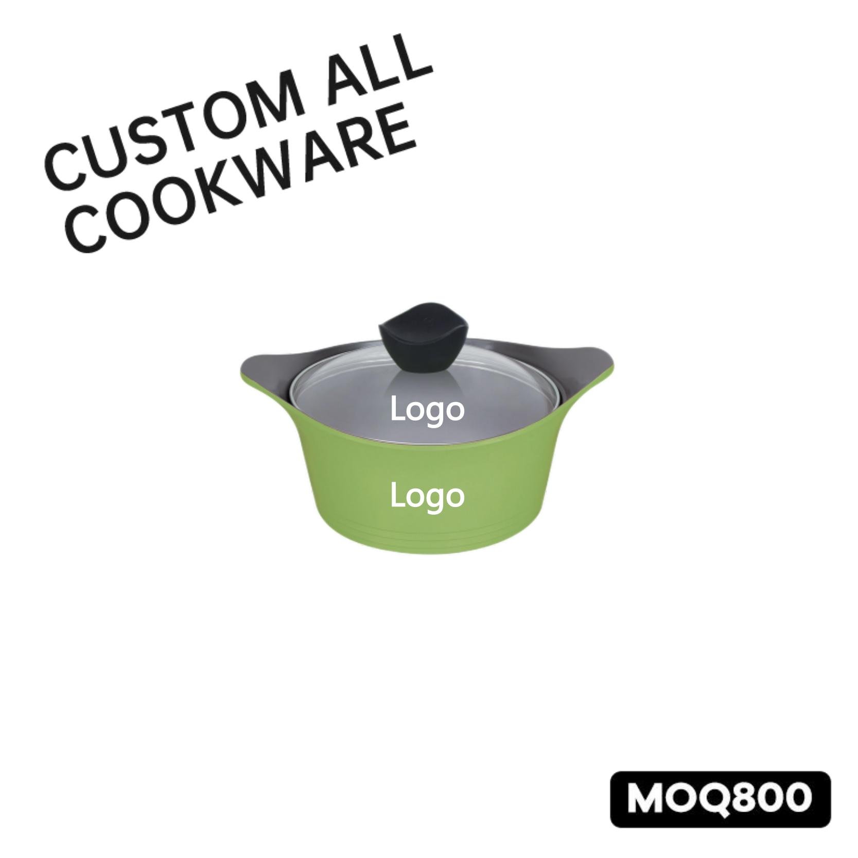 10pcs cast aluminum casserole pot set ceramic coating cookware pink color with induction bottom