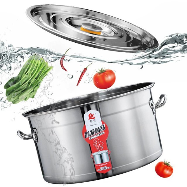 3mm High Quality Custom Food Container Cookware Set Large Stainless Steel Stock Pot With Lid