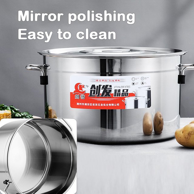 3mm High Quality Custom Food Container Cookware Set Large Stainless Steel Stock Pot With Lid