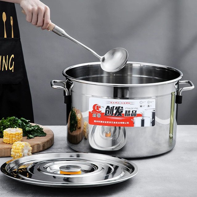 3mm High Quality Custom Food Container Cookware Set Large Stainless Steel Stock Pot With Lid