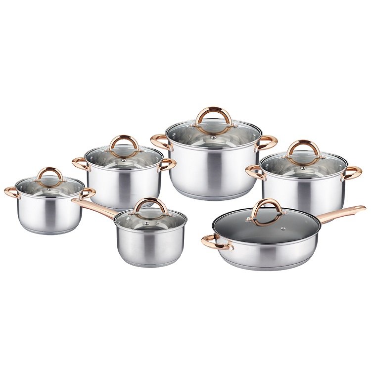 Wholesale customized home kitchen ware casserole SS saucepan stainless steel cooking pot cookware set