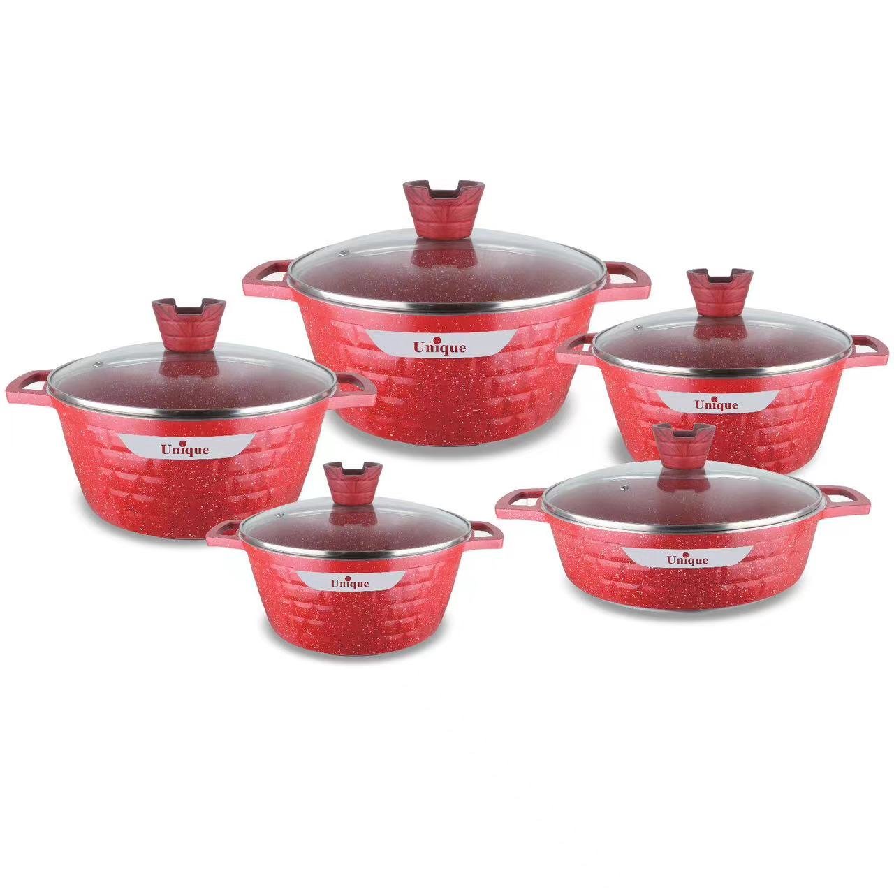 Factory Outlet Good Quality Nonstick 12 Pieces Cooking Pots and Pans Red Enamel Cast Iron nonstick induction cookware set
