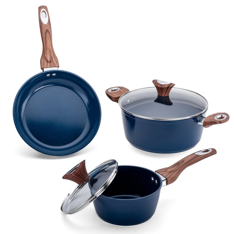 Hot sale 9pcs non stick ceramic cookware set forged aluminum oil free kitchen cookingware cookware set