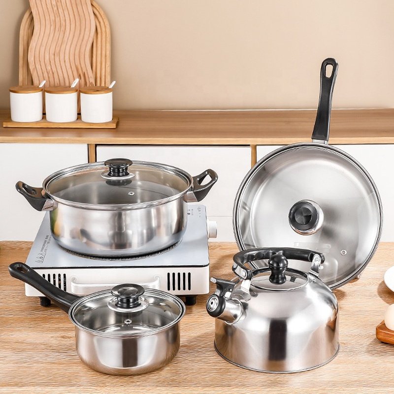 Factory Wholesale 12 Pcs Non Stick Stainless Steel Cookware Set Pots And Pans