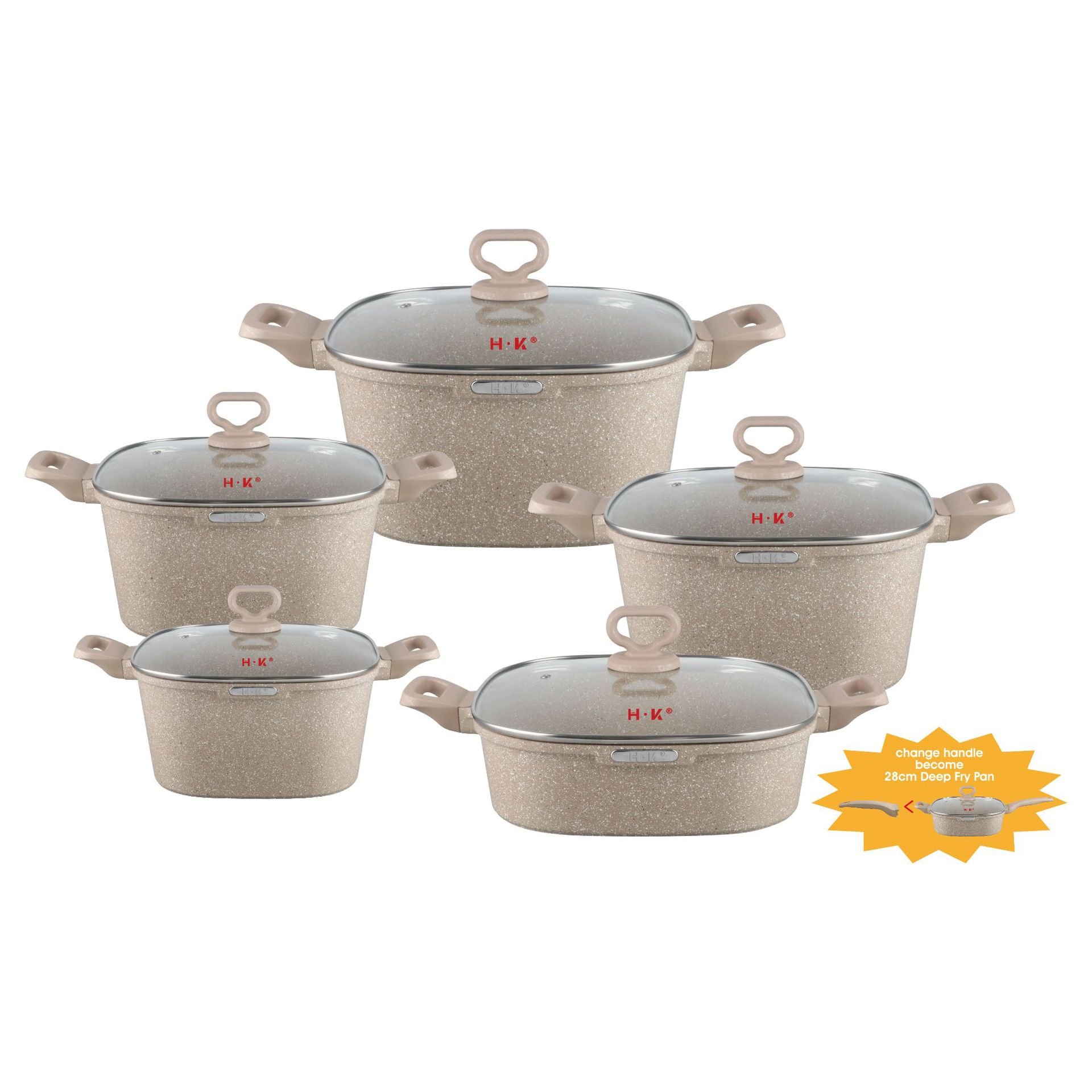 Hot selling 10pcs set Aluminium Alloy Die Casting Soup Milk Cooking Pot Set 20/24/28/32/28cm Kitchen Accessories Set Cookware