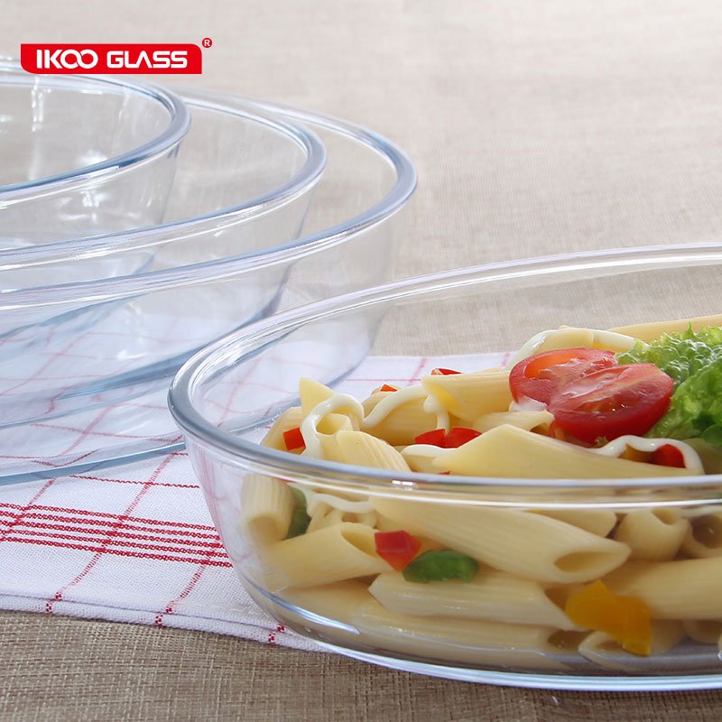 3pcs Baking Dish set Table Service Glass Dish Baking Tray Heat Resistant Glass Oven Safe Baking Pan