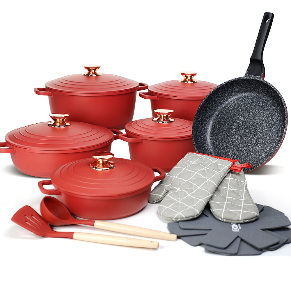 Donnor Heavy Duty Classic Die Cast Aluminum Non Stick Granite Pots For Cooking Sets With Cooking Utensils