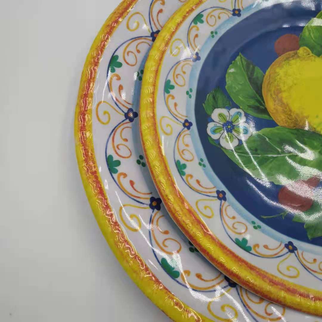 LFGB Standard Luxury Special Lemon Dinner Sets Customized melamine Cookware Melamine Dinnerware Set Melamine Tableware Sets