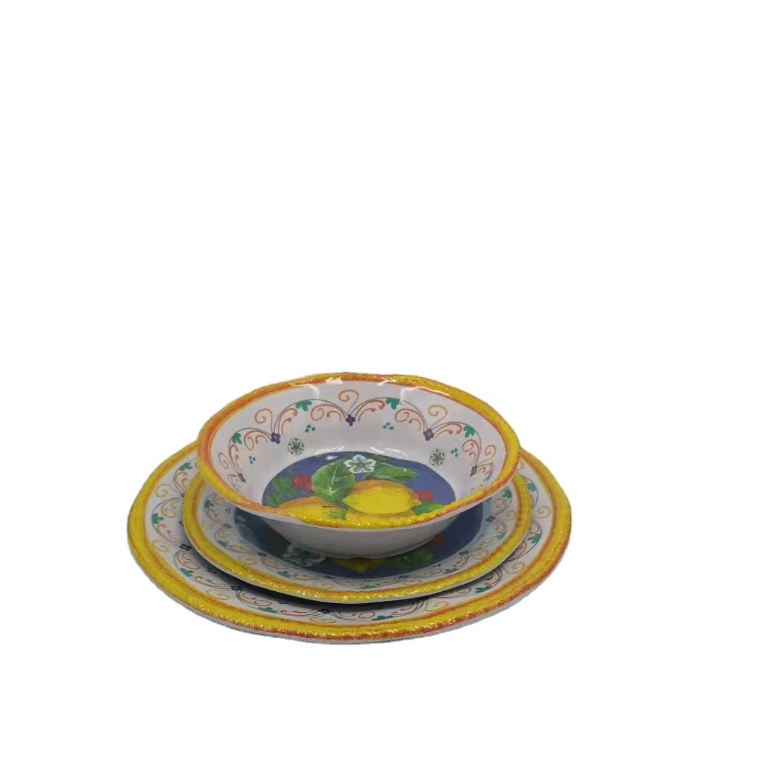 LFGB Standard Luxury Special Lemon Dinner Sets Customized melamine Cookware Melamine Dinnerware Set Melamine Tableware Sets
