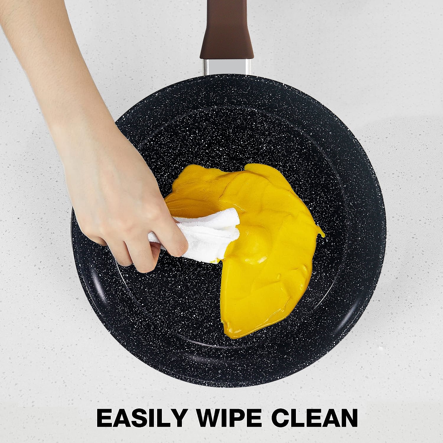 Pots and Pans Set -Kitchen Nonstick Cookware Sets Frying Pans for Cooking Marble Stone Kitchen Essentials