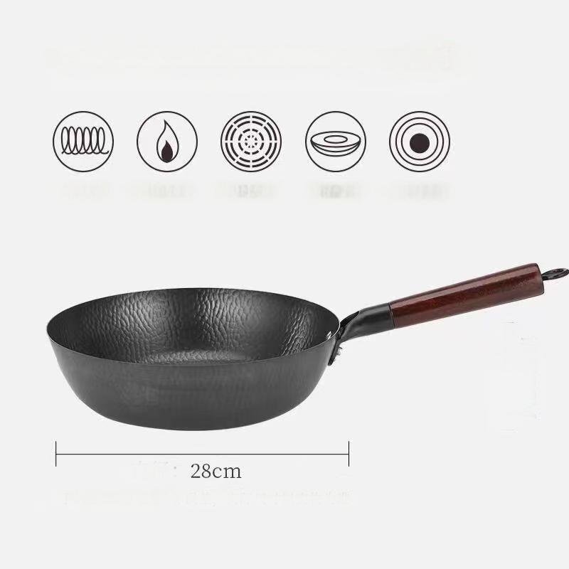 Cast Iron round Cookware Set for Home and Outdoor Kitchen Cooking for Hotels and Restaurants Includes Frying Pan and Wok Pan