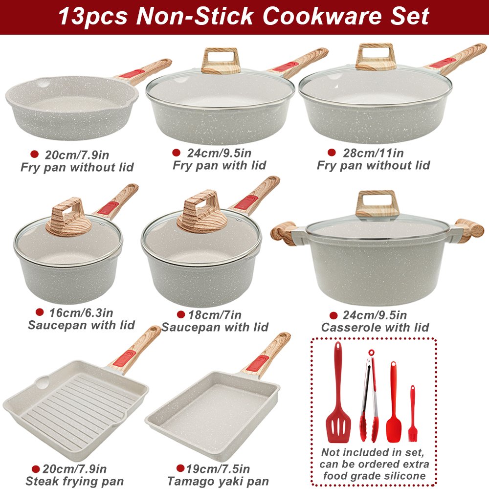 BOBIKUKE Factory Cookware Sets New Removable Handle Dishwasher&Oven Safe Cookware Sets Nonstick Aluminum