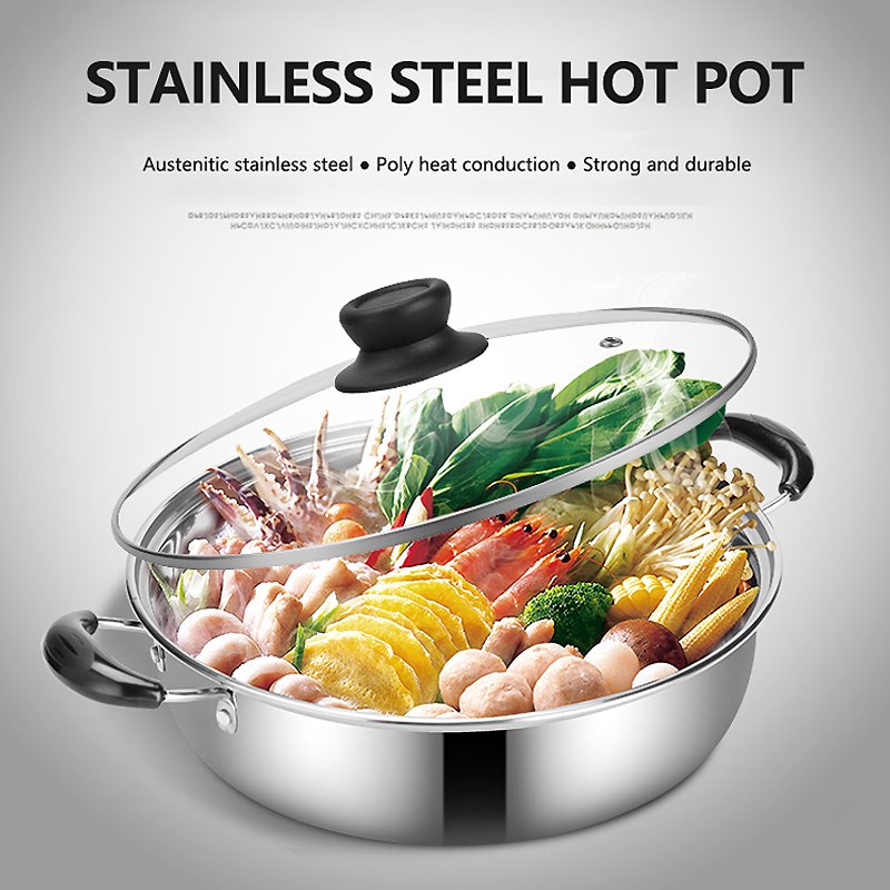 Metal Cooking Hot Pot With Handle Oven Induction Kitchen Stainless Steel Pot