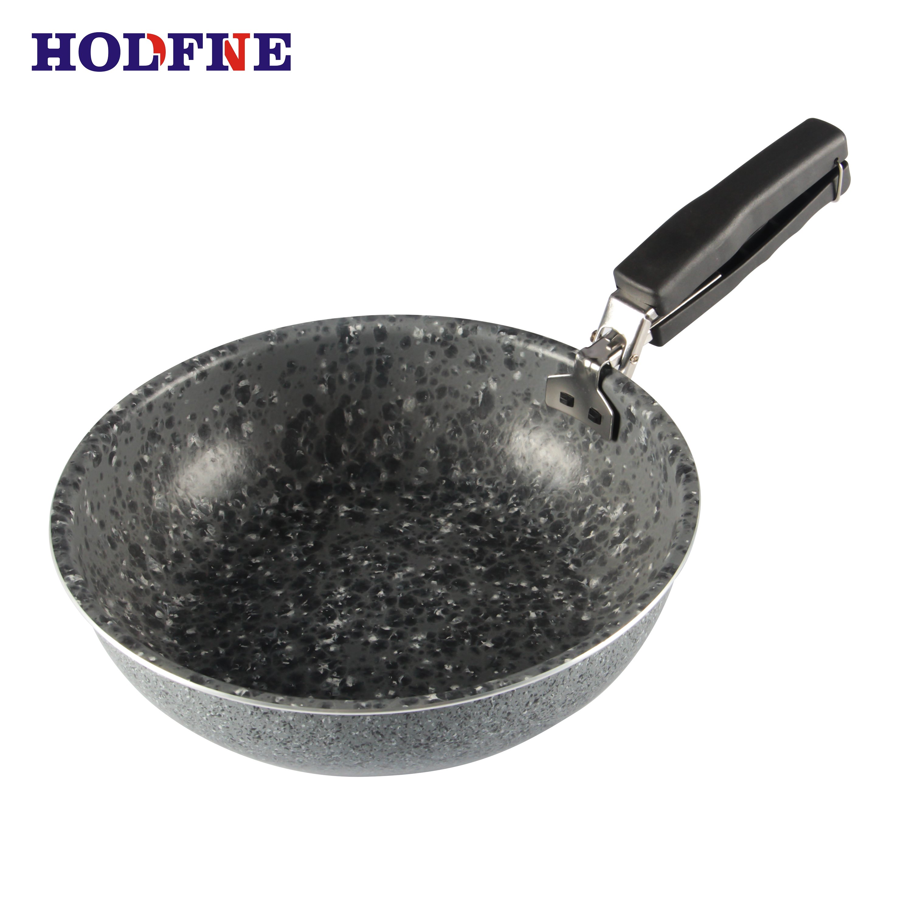 Factory direct Wholesale Granite coating Marble lines 2pcs frying pan aluminium non stick cookware set with removable handle